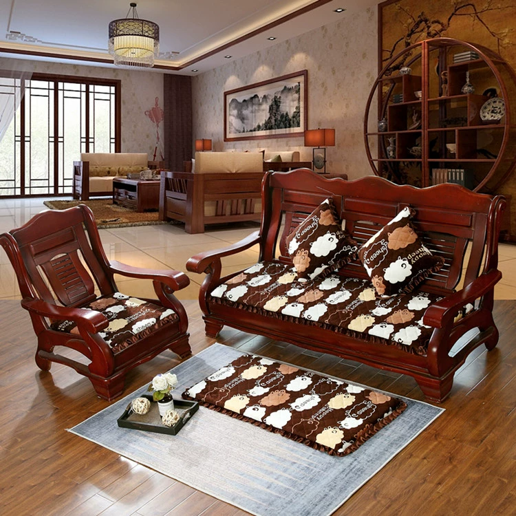 Mùa thu và mùa đông dày sofa đệm gỗ với trở lại ba mảnh đệm một mảnh phổ quát sang trọng chống trượt băng ghế dự bị