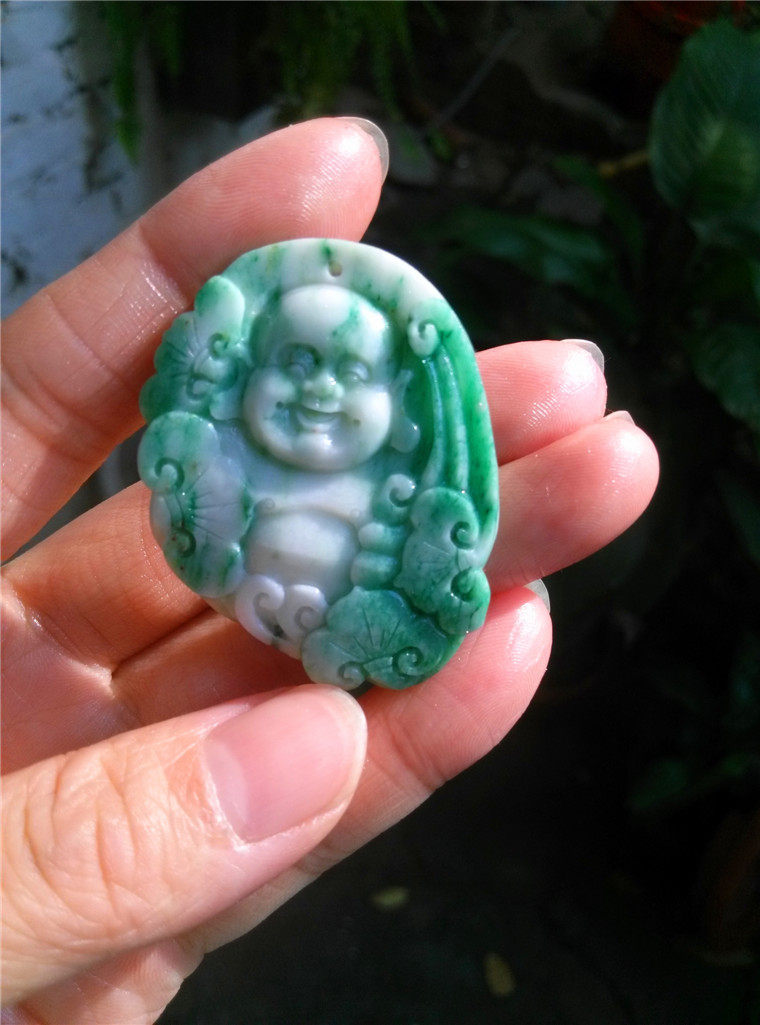 Tianjiao natural a goods sky blue jade Buddha single jade laughing Buddha Maitreya Buddha jade pendant female jade pendant special price