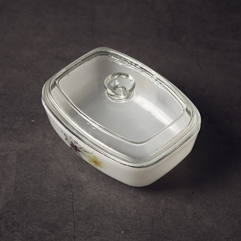 British 70s medieval glass box retro vintage decoration European old glass storage box sugar jar