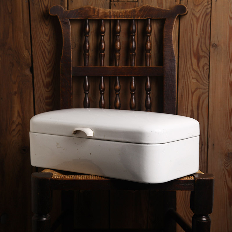 German 50's retro enamel box white iron box vintage window display