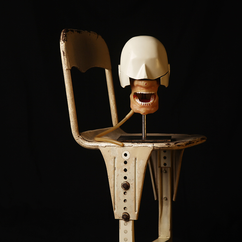 American 50s antique aluminum head model vintage dental models of retro - metal human head model window display old collection