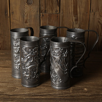Germany scoops back handmade large tin beer mugs Vintage bar cafe decoration for a single price