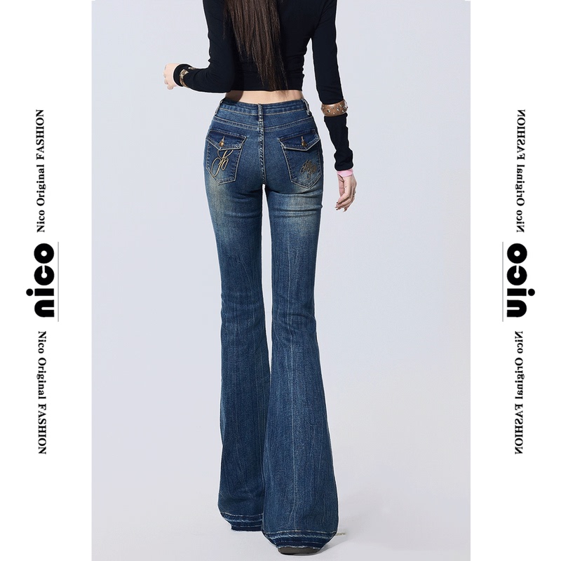 American-Style Flared Jeans for Women, 2026 New Popular Low-Waist Slim-Fit Floor-Length Loose Non-Tight Horse Hoof Pants