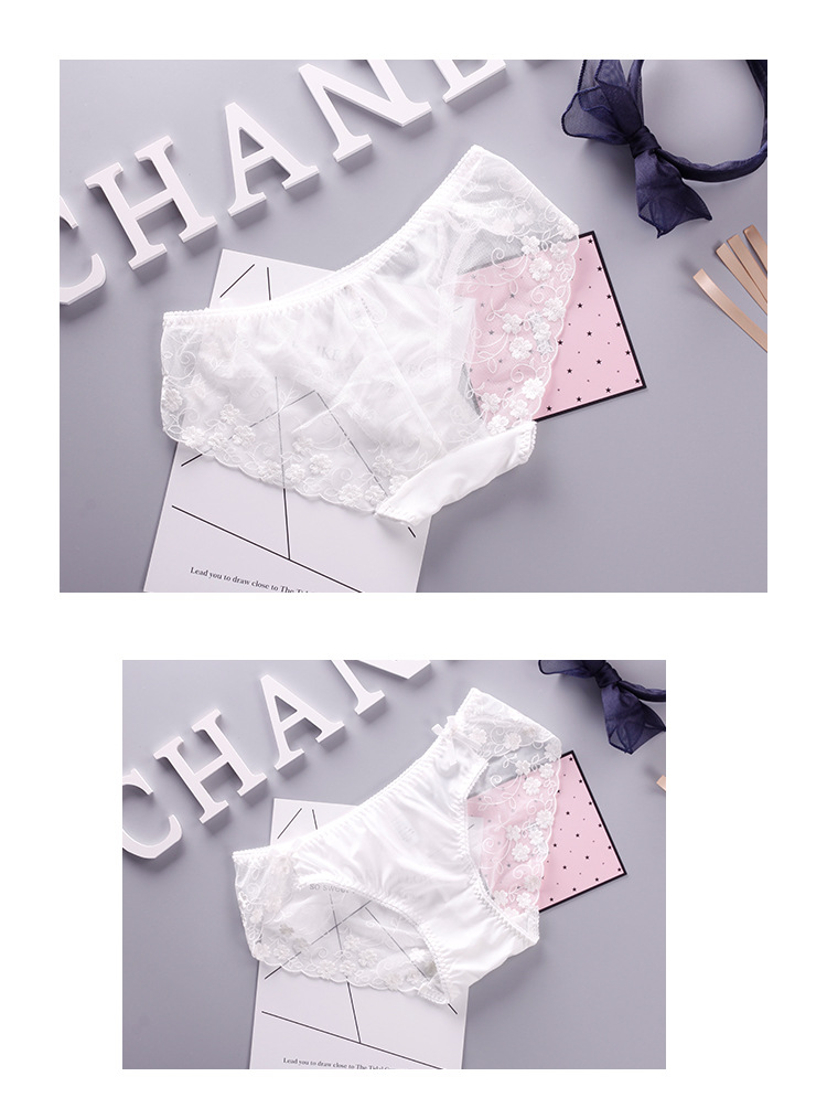 Thời trang Hoa thêu Bud Silk Sợi Sexy Phối cảnh Đồ lót Phụ nữ Thấp Eo Túi Hip Tóm tắt Hộp quà tặng Bao bì quần sịp con voi