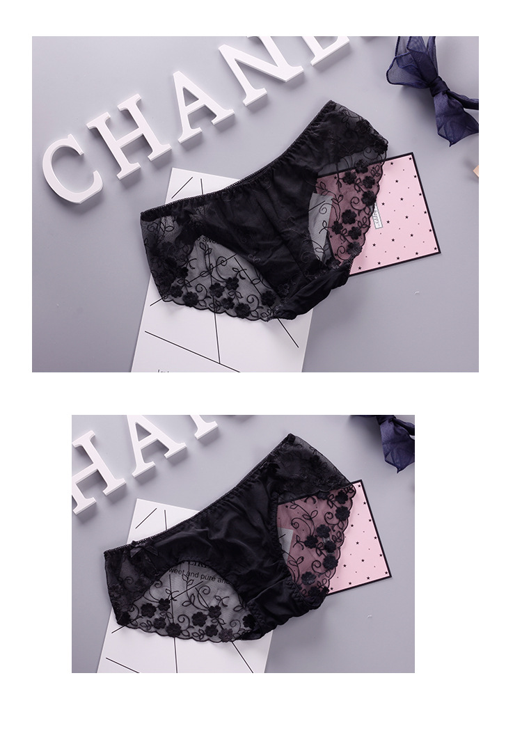 Thời trang Hoa thêu Bud Silk Sợi Sexy Phối cảnh Đồ lót Phụ nữ Thấp Eo Túi Hip Tóm tắt Hộp quà tặng Bao bì quần sịp con voi