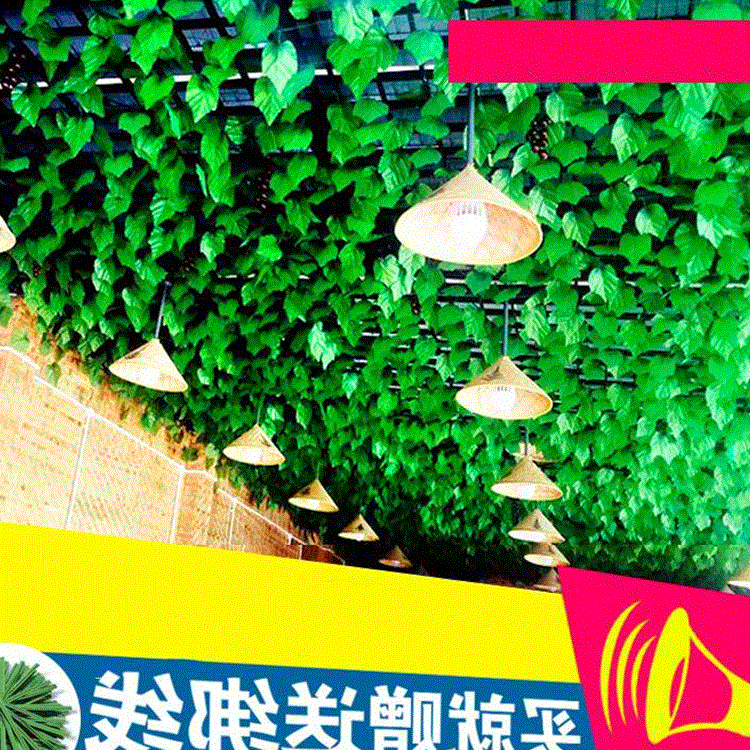 仿真特大号彩印葡萄叶挂顶树叶遮阳装饰绿叶饭店壁挂农家乐批藤条