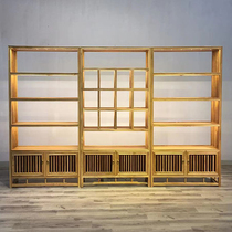 New Chinese bookshelf Old elm Bo Ancient Frame Display Frame Paint-free Solid Wood Frame