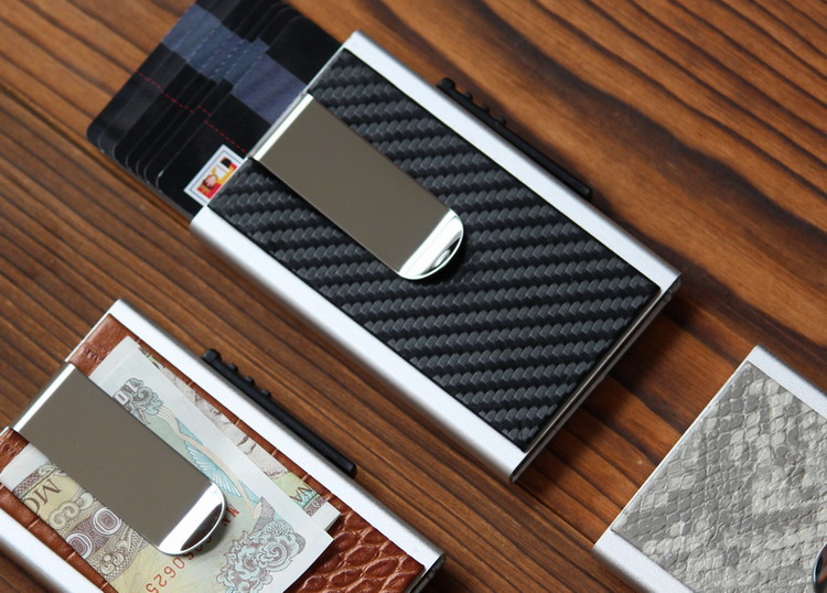 Đan Mạch vanle từ tính che chắn bàn chải chống trộm NFC Gói thẻ ngân hàng RFID đa chức năng chủ thẻ chủ thẻ hộp tự động ví đựng card