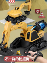 Hydraulic alloy excavator digging earth hook machine model simulation engineering charging electric child boys black tech toy