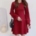 Tay áo quây váy ngọt ngào giảm béo tie tie dài đoạn váy rủ nữ mùa đông váy dưới đầm body nhún eo Váy eo cao