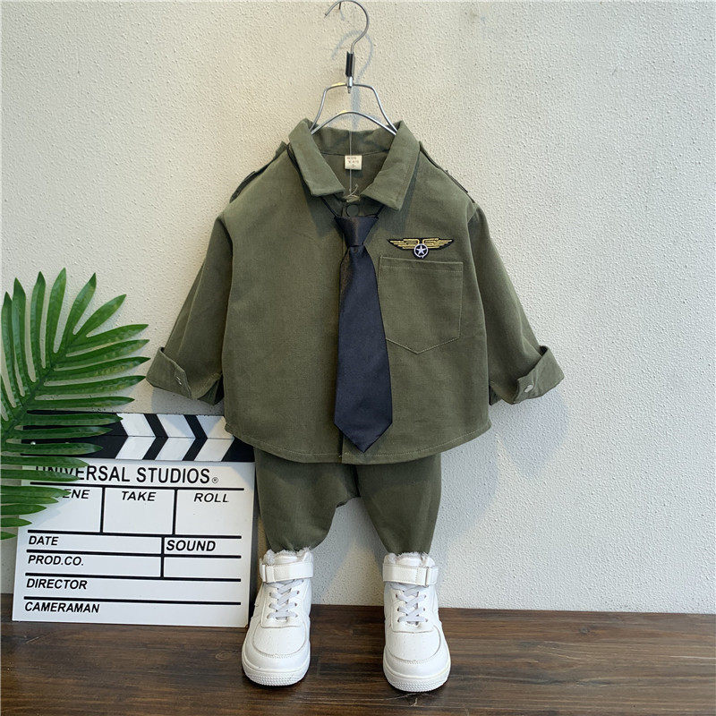 Children's clothing boys spring suits 2021 new children's clothes Western style children's spring and autumn two-piece handsome boy tide
