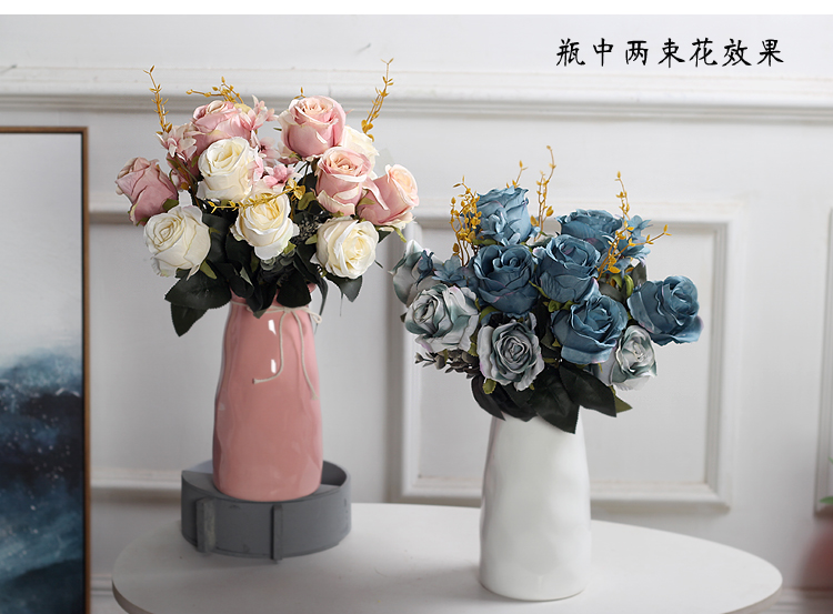 Hoa giả hoa lụa hoa nhân tạo Châu Âu hoa hồng phòng khách trang trí nền tường hoa cưới sắp xếp nhà hàng trang trí hàng loạt - Hoa nhân tạo / Cây / Trái cây cây bàng singapore giả