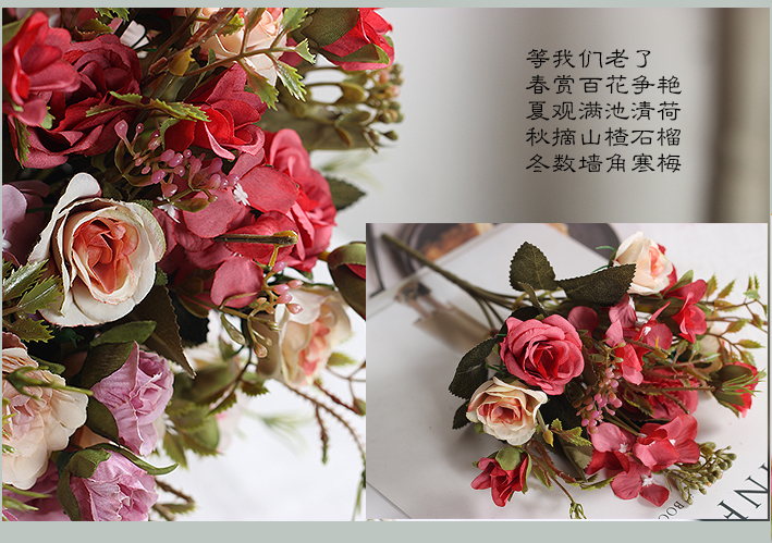 Hoa hồng quốc gia nhỏ trang trí nhà trưng bày hoa giả hoa giả 复古 hoa retro hoa tường hoa cưới bàn hoa - Hoa nhân tạo / Cây / Trái cây chậu hoa giả đẹp