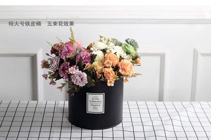 Đen tin xô nhân tạo hoa chậu hoa giỏ hoa INS Bắc Âu gió sắt phụ kiện - Vase / Bồn hoa & Kệ chậu cây để bàn