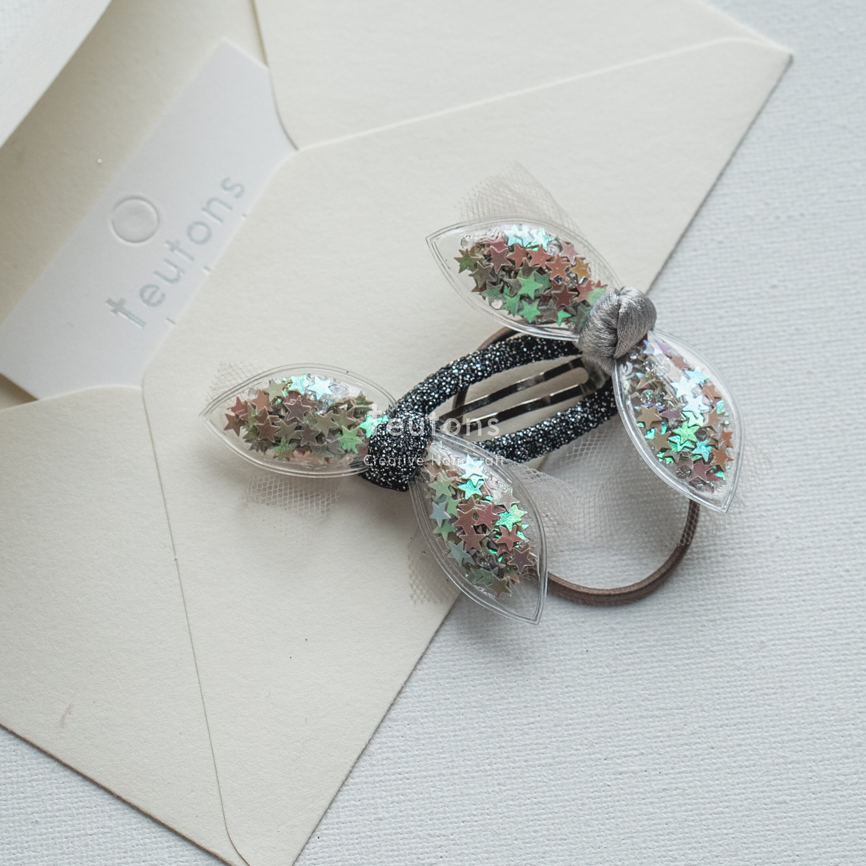 Glitter angel butterfly knot hair rope bb jacket card-out of English original single high quality original hand for handmade child decoration hair decoration-Taobao