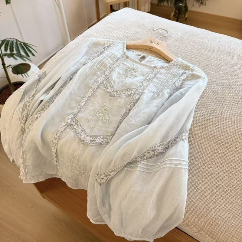 The Wén Summer New Fashion Self-Made Embroidered Versatile Pullover Simple Shirt A439