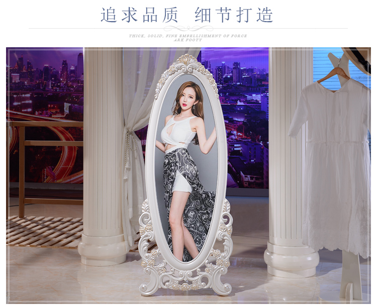 Gương phù hợp châu Âu phòng ngủ ba chiều lớn gương gương sàn cơ thể di chuyển gỗ xoay công chúa trang điểm gương - Gương gương soi toàn thân có đèn