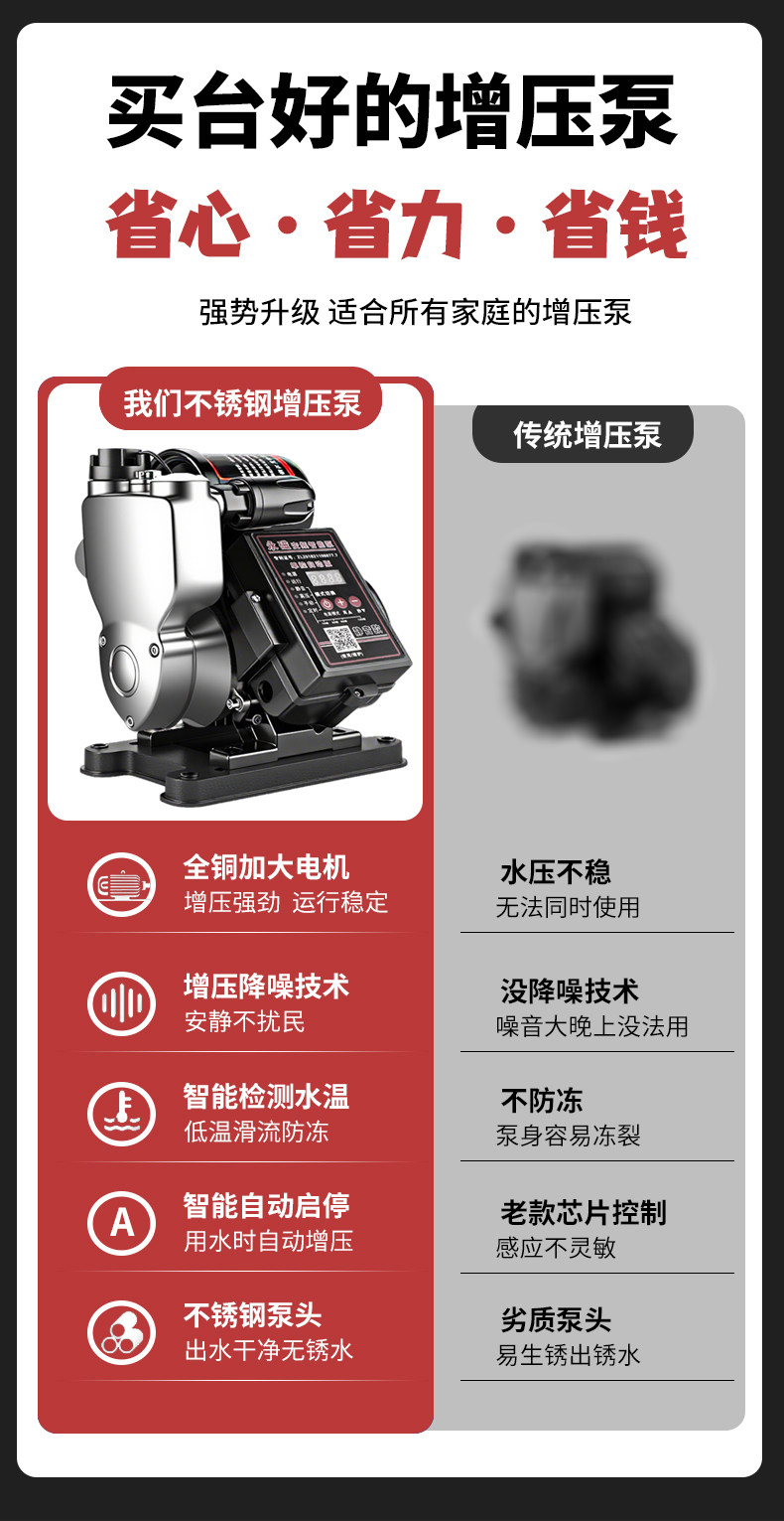 Бустерный насос 不锈钢变频增加泵全自动恒压智能家用酒店工业管道供水加压泵抽水