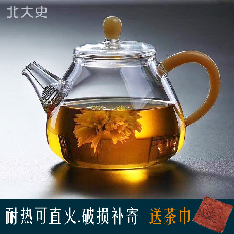 Peking University History Bubble Teapot individual pot Mini small teapot with filter green tea black tea thickened heat resistant glass H03 small