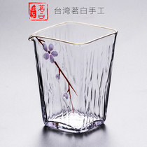 Taiwan Ming white handmade male cup thickened glass tea divider male Cup large tea sea kung fu tea accessories household