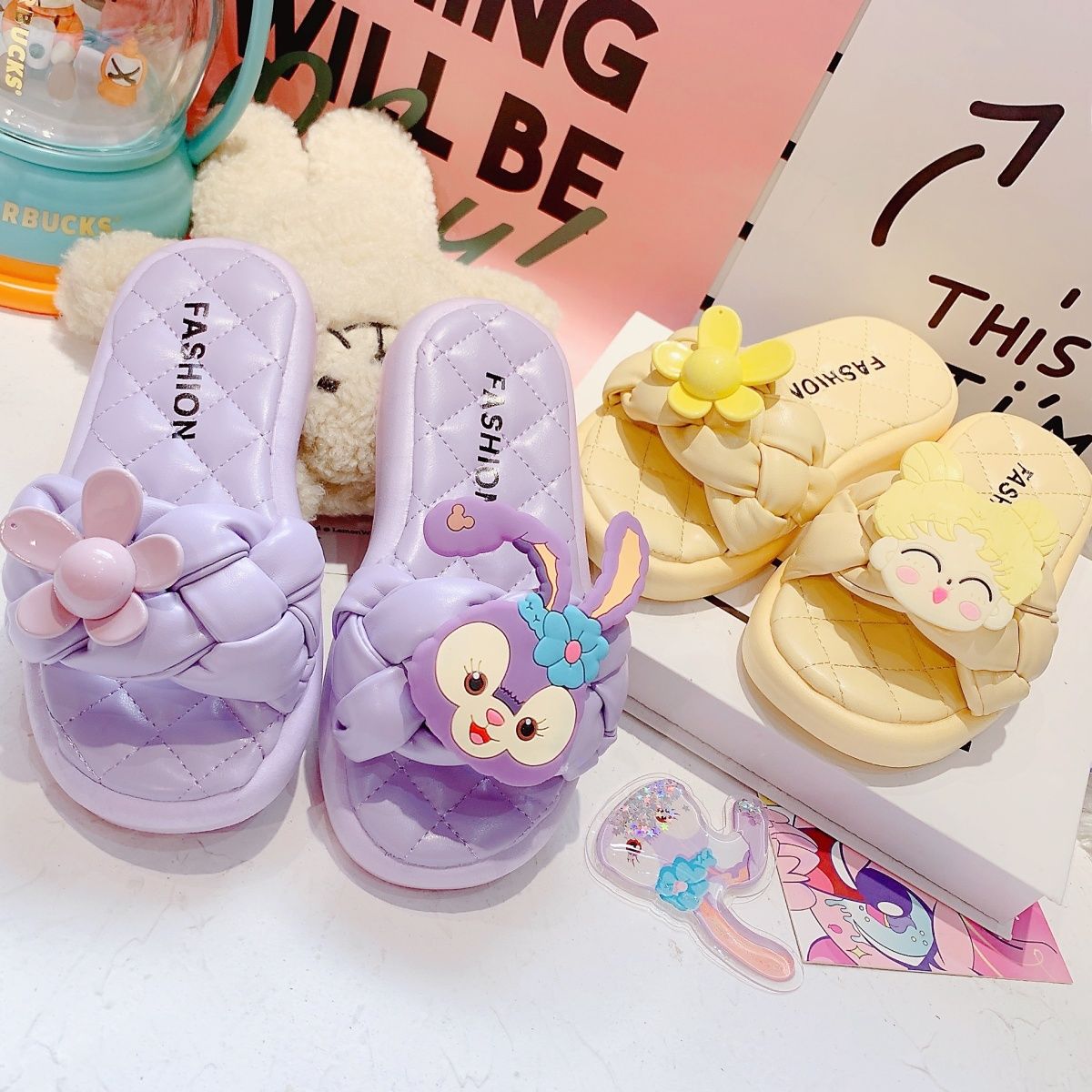 Children's slippers girl cute new summer Xingdai dew outside wear little heart home student fashion single non-slip breathable