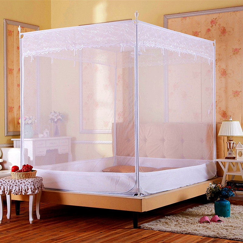 Happy Castle Sitting Bed Mosquito Net Three Doors Square Top Children Anti-Fall Encrypted Thickened Bracket 1 8m Bed 1 5 m Home 2