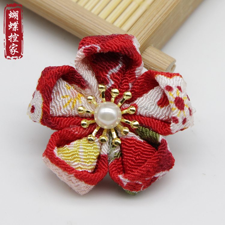 diy and wind hair ornament material fine work flower material design color crepe plum blossom cherry blossom single flower and wind flower flower semi-finished product