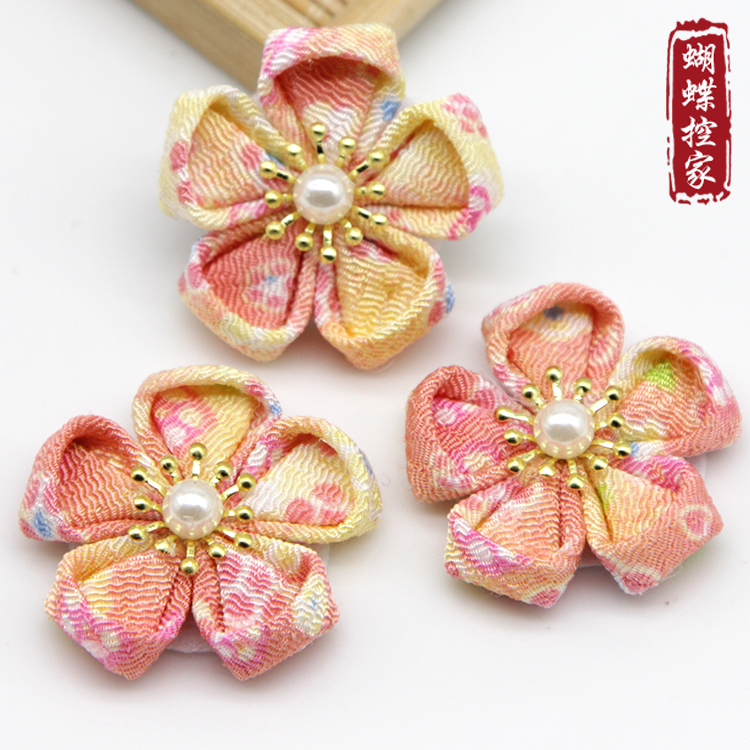 diy and wind hair ornament material fine work flower material design color crepe plum blossom cherry blossom single flower and wind flower flower semi-finished product