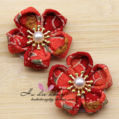 diy and wind hair ornament material fine work flower material design color crepe plum blossom cherry blossom single flower and wind flower flower semi-finished product