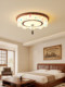 Song-Style Aesthetic Persimmon-Shaped Pendant Light, Vintage Walnut Wood Color Printed Fabric, Suitable for Bedroom and Dining Room, Whole House Lighting