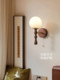French Mid-Century Style Bedroom Bedside Wall Lamp, Retro Living Room, Study, Staircase, Aisle Background Wall, Solid Wood Decorative Lamps