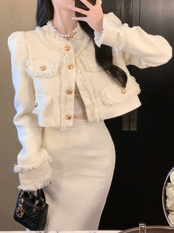 Chanel-Style Long-Sleeve Loose Jacket for Women, Spring 2026 New Model, Elegant Short Cardigan with a High-End Feel