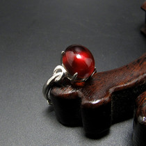 Natural gemstone jade garnet cabochon inlaid with silver ring for women 925 silver inlaid with purple teeth and black womens ring with authenticity and certificate