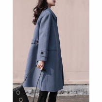 Large size spring 2019 new wool coat womens long fat mm loose thin a version of the popular wool coat