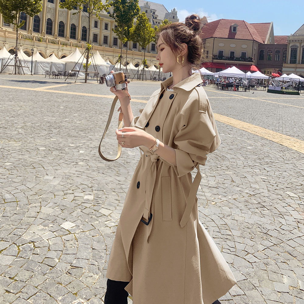 MAJE KARA autumn 2022 new women's clothing British windbreaker women's mid-length loose thin coat