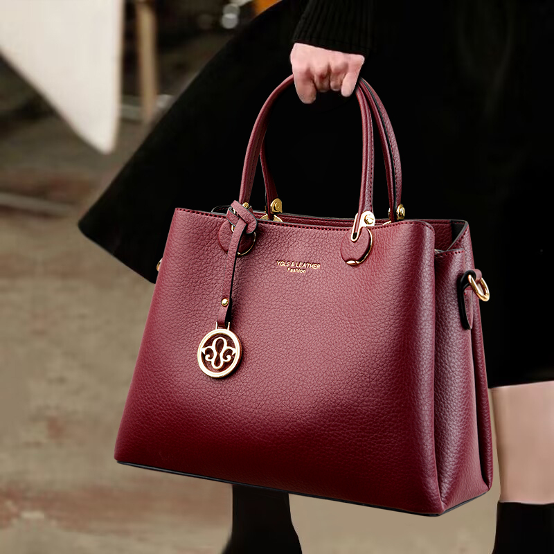 Yagelaisi Handbag for Women 2025 New Model Light Luxury Crossbody Commuter Stylish Middle-Aged Bag Hand-Held Soft Leather Mom Bag