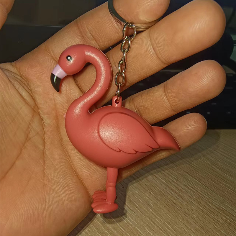 Flamingo Keychain Big Bird Cartoon Bird Led Light-Up Sound-Making Gift Toy Couple Pendant Keychain