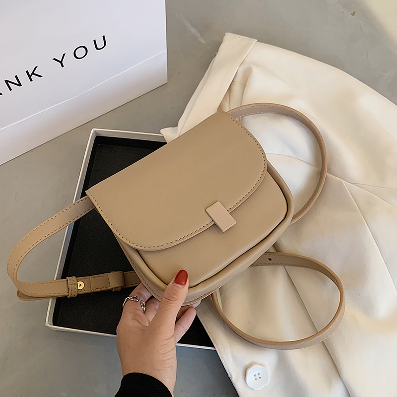 Brief Inn Renren Fan ~ Beauty to Choking Wins Pure Color Soft Leather Bag Lady 2022 New Product Series Cable-cross 100 Hitch