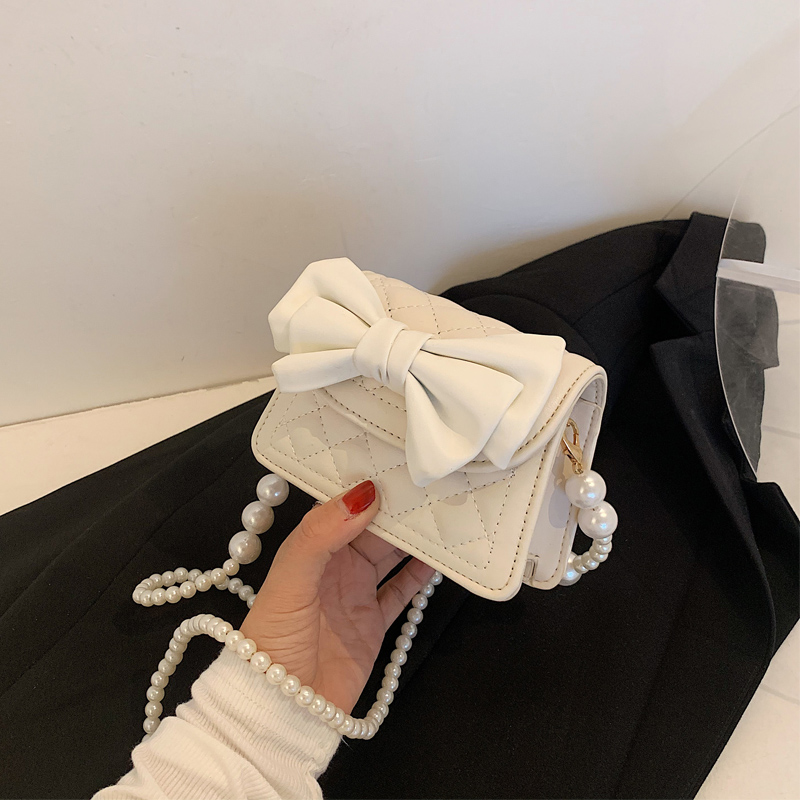 Gentle Pearl Design ~ Healing Ensemble 2022 New Bow Tie Bag Lady Small Square Bag Pure Color Single Shoulder Bag