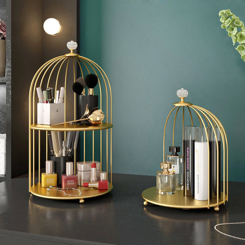 Cosmetics storage box rack wrought iron new European-style lipstick skin care products finishing makeup table desktop large capacity