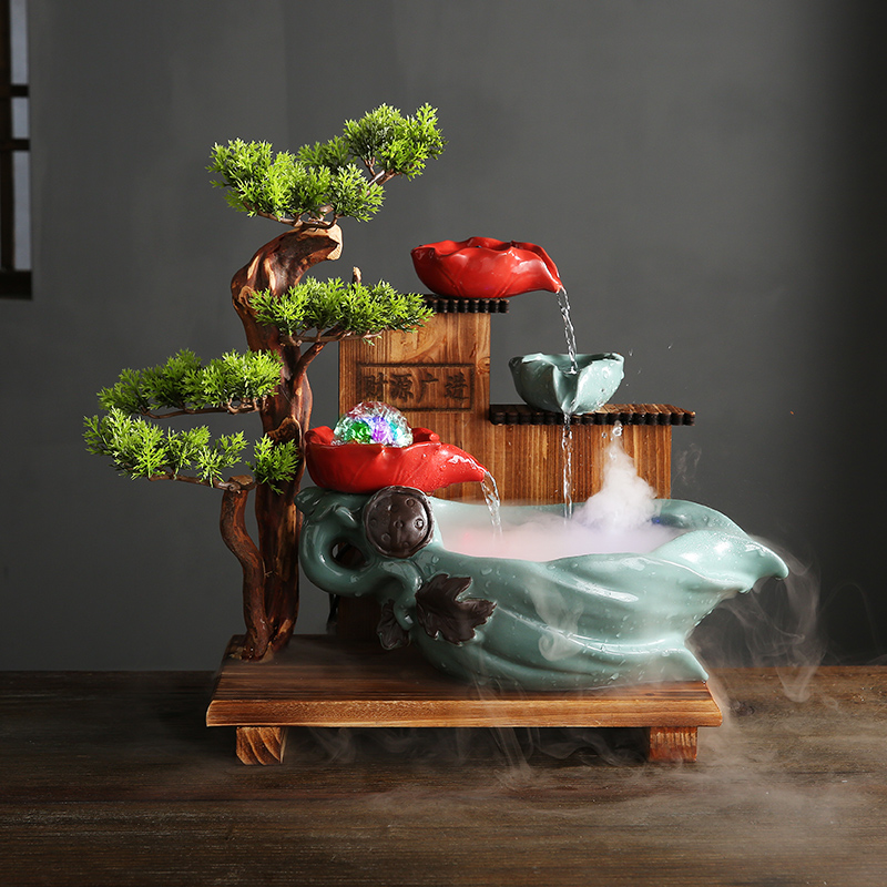 Ceramic Flowing Water Raw Wealth Swing Pieces Hospitality Living Room Fountain Cycle Water Decoration Office Desktop New Store Opening Gift