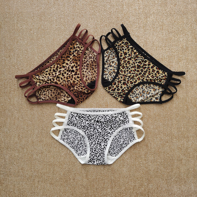 Summer thin section leopard print panties female emotional straps low waist silky sexy temptation hot panties girl ice silk breathable