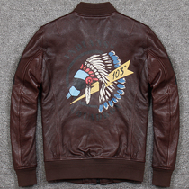 2021 autumn and winter New Plant tanned sheepskin personality youth leather clothing mens short slim body baseball clothing leather coat