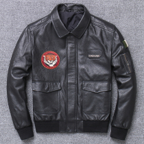 2021 new mens simple light and thin washing craft head layer calfskin lapel jacket thin cotton leather leather jacket