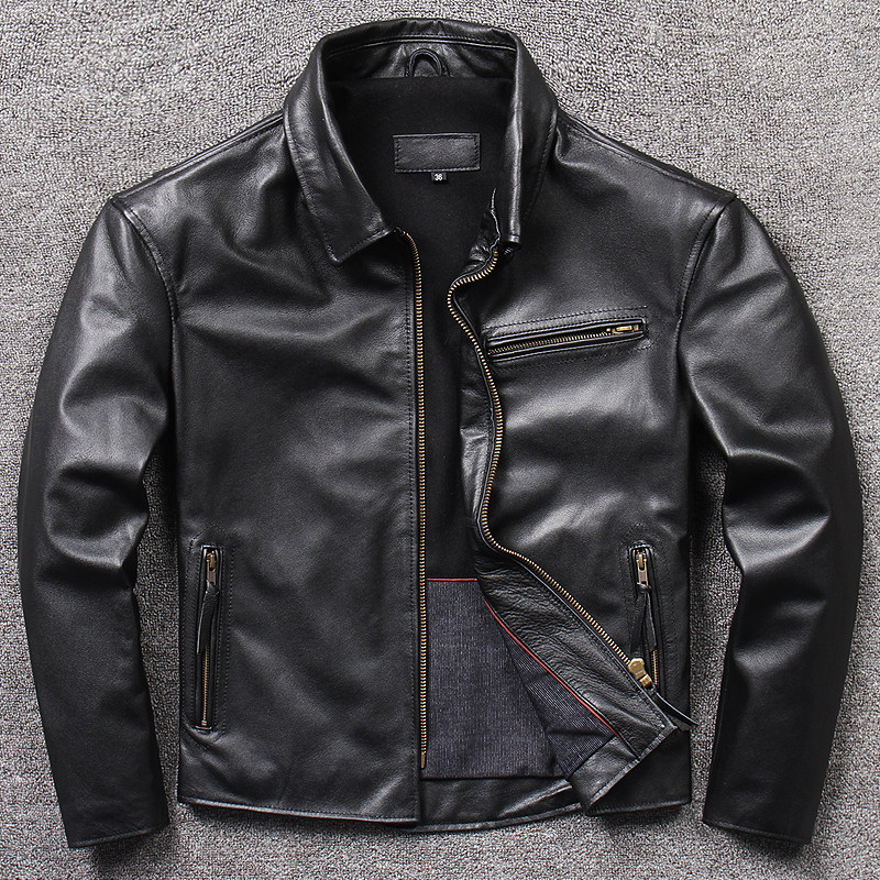 Classic 1930s~Lychee Ripple Road Head Large Leather Locomotive Clothes Men Practice Leather Jacket 2022