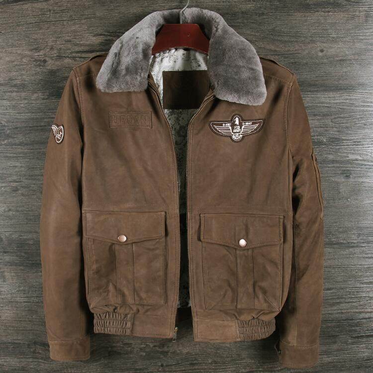 Special Clear Winter Head Leather Fur Dressed Man G1 thickened Flying Cleaning Coat Leather Cleaning Body Jacket male