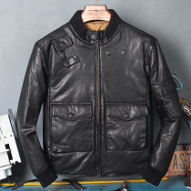 Winter Haining genuine leather down clothes Mens short Planted Tannic Sheep Leather leather Han version Body Leather Fur Coat Thickened Coat Tide