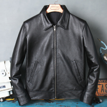Winter new genuine leather clothing for men plus cotton thickened leather jacket Turned Collar Casual Head Layer Cow Leather Warm Male Coat