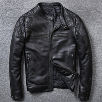 Beckham with the same leather leather mens sheepskin thickened short slim leather jacket fashion motorcycle clothing leather jacket