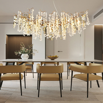 American all-copper long branch Villa Lamp Duplex design Feeling Living Room Rear Modern Light Lavish Crystal Restaurant Lamps